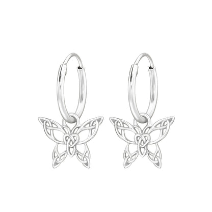 Faeknot| Orecchini a Cerchio con Farfalla in Argento 925