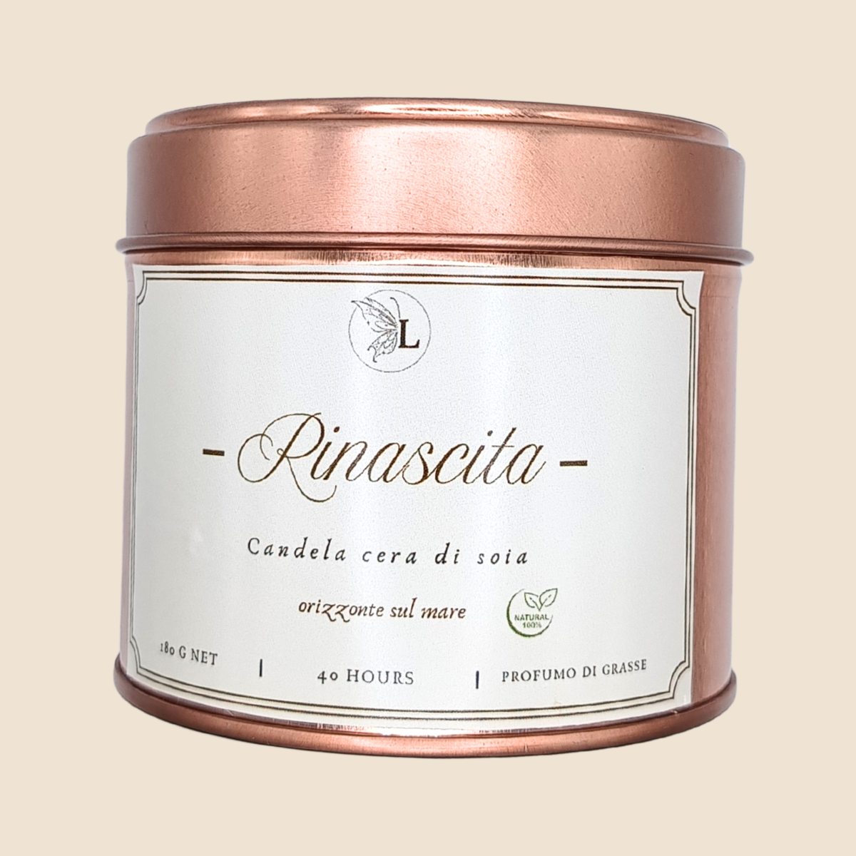 Candela in cera di soia Rinascita dalle note fresche e saline