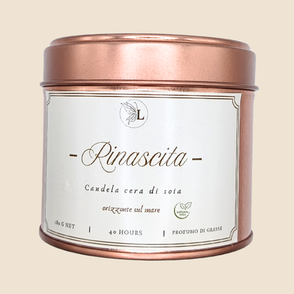 Candela in cera di soia Rinascita dalle note fresche e saline