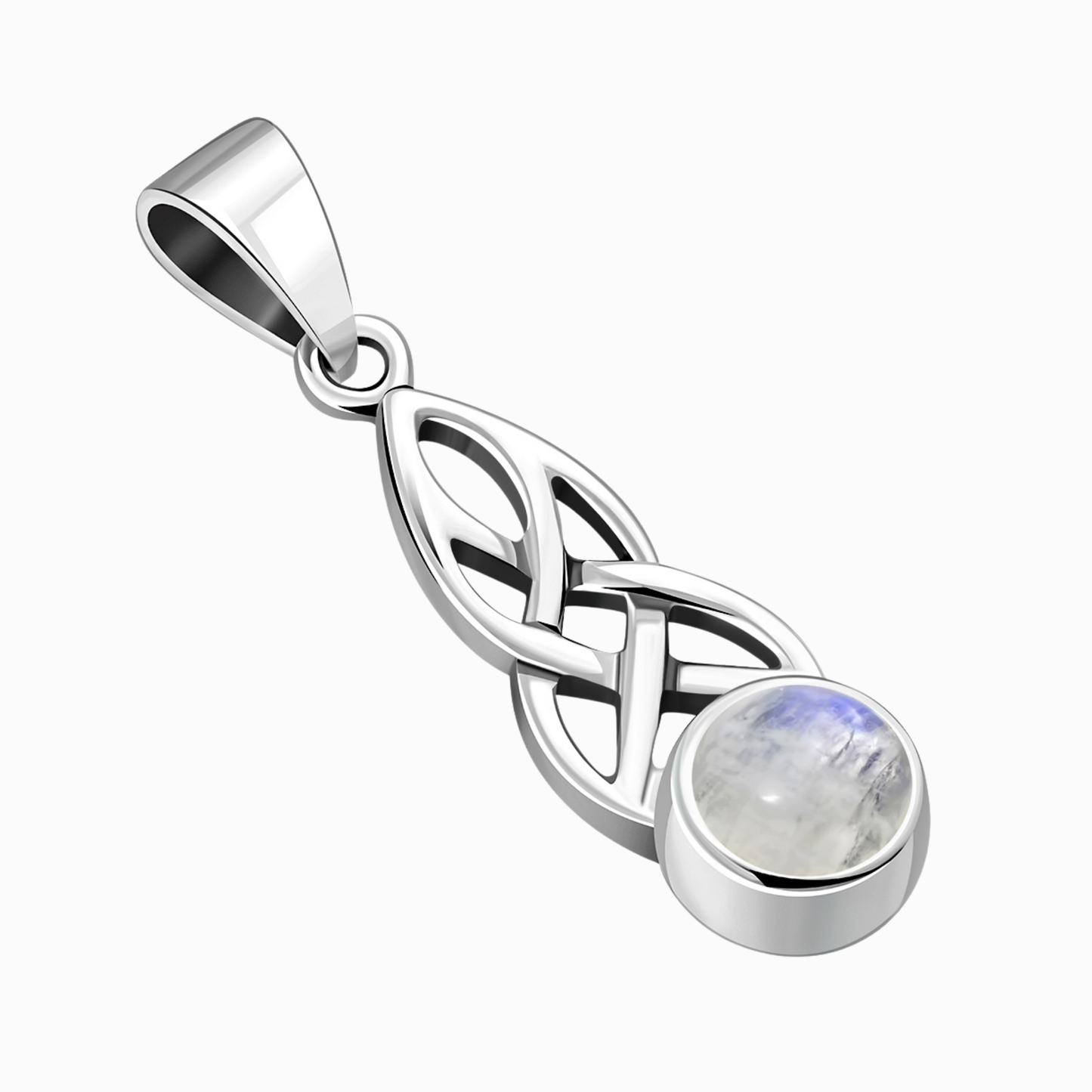 Ciondolo in argento sterling 925 con pietra di luna iridescente