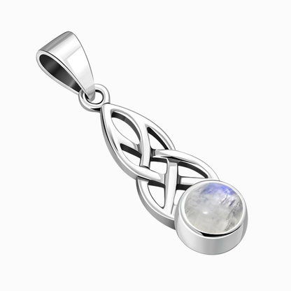 Ciondolo in argento sterling 925 con pietra di luna iridescente