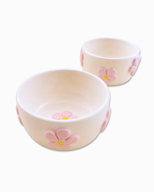 Ciotole con fiori rosa Fatti a mano