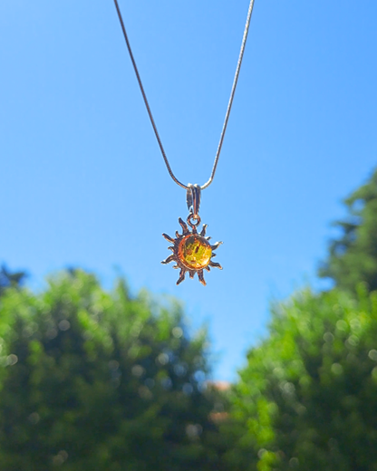 Collana Sole in Ambra Baltica e Argento