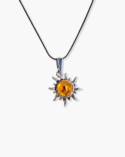 Collana Sole in Ambra Baltica e Argento