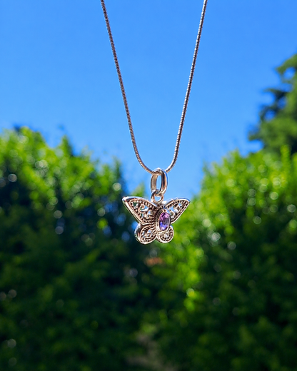 Collana Spiral Butterfly in Argento 925 e Ametista