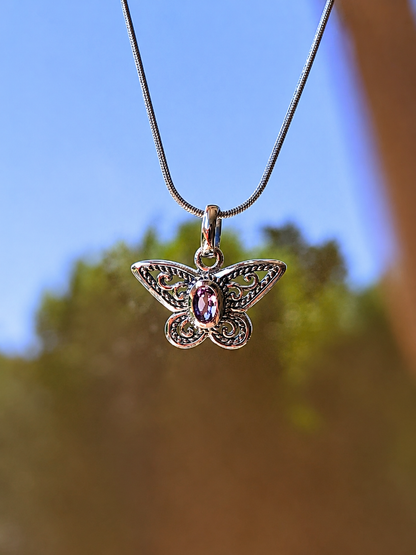 Collana Spiral Butterfly in Argento 925 e Ametista