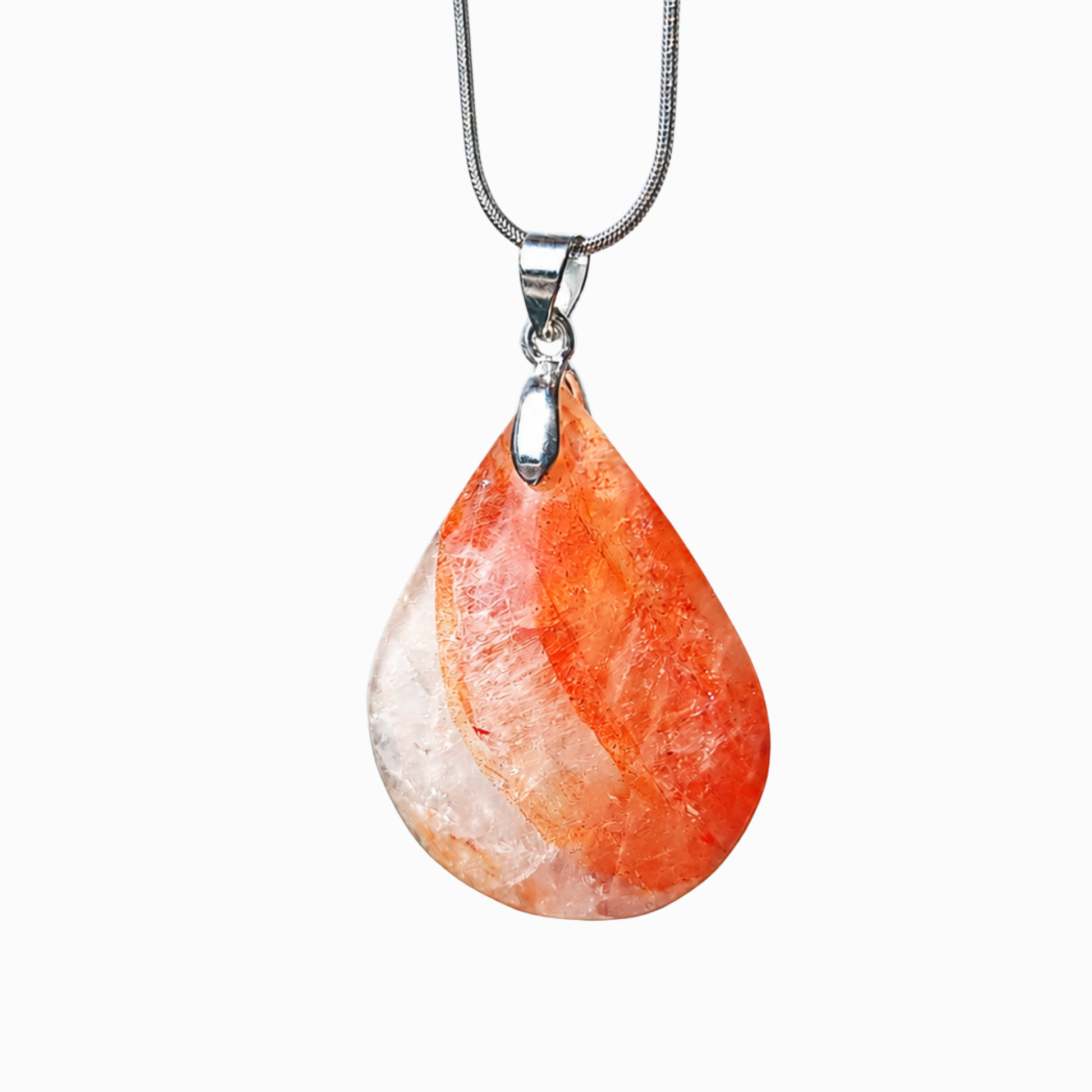 Collana con quarzo ematoide rosso naturale a goccia