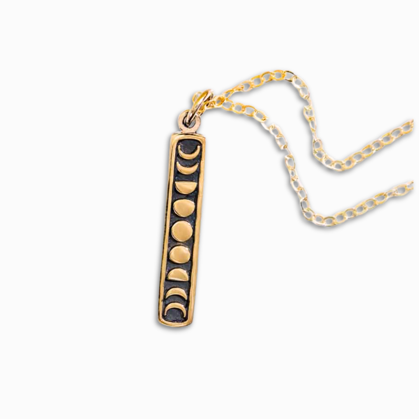 Collana verticale fasi lunari | Bronzo | Catenina Placcata Oro