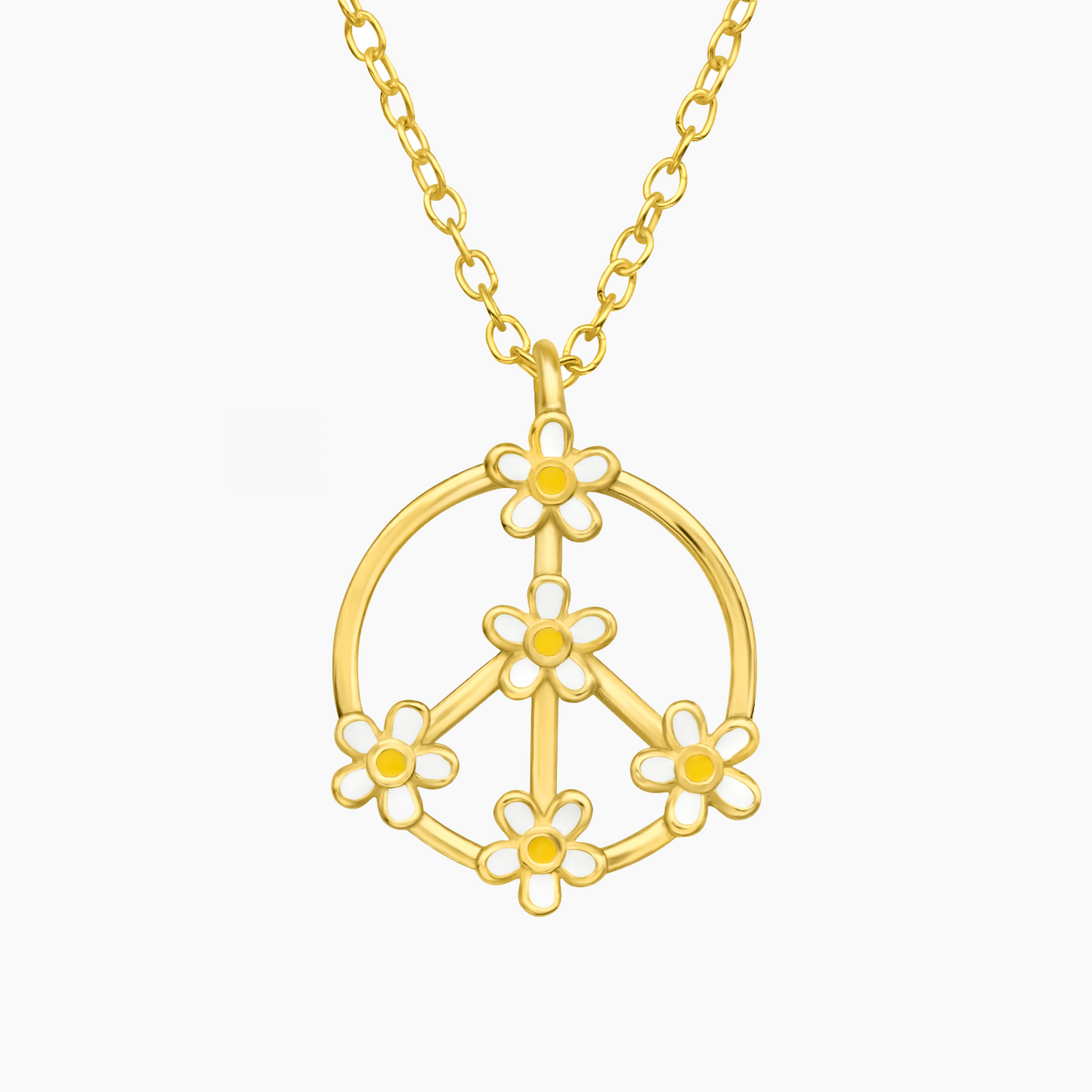 Collana simbolo della pace in Argento 925 placcato oro