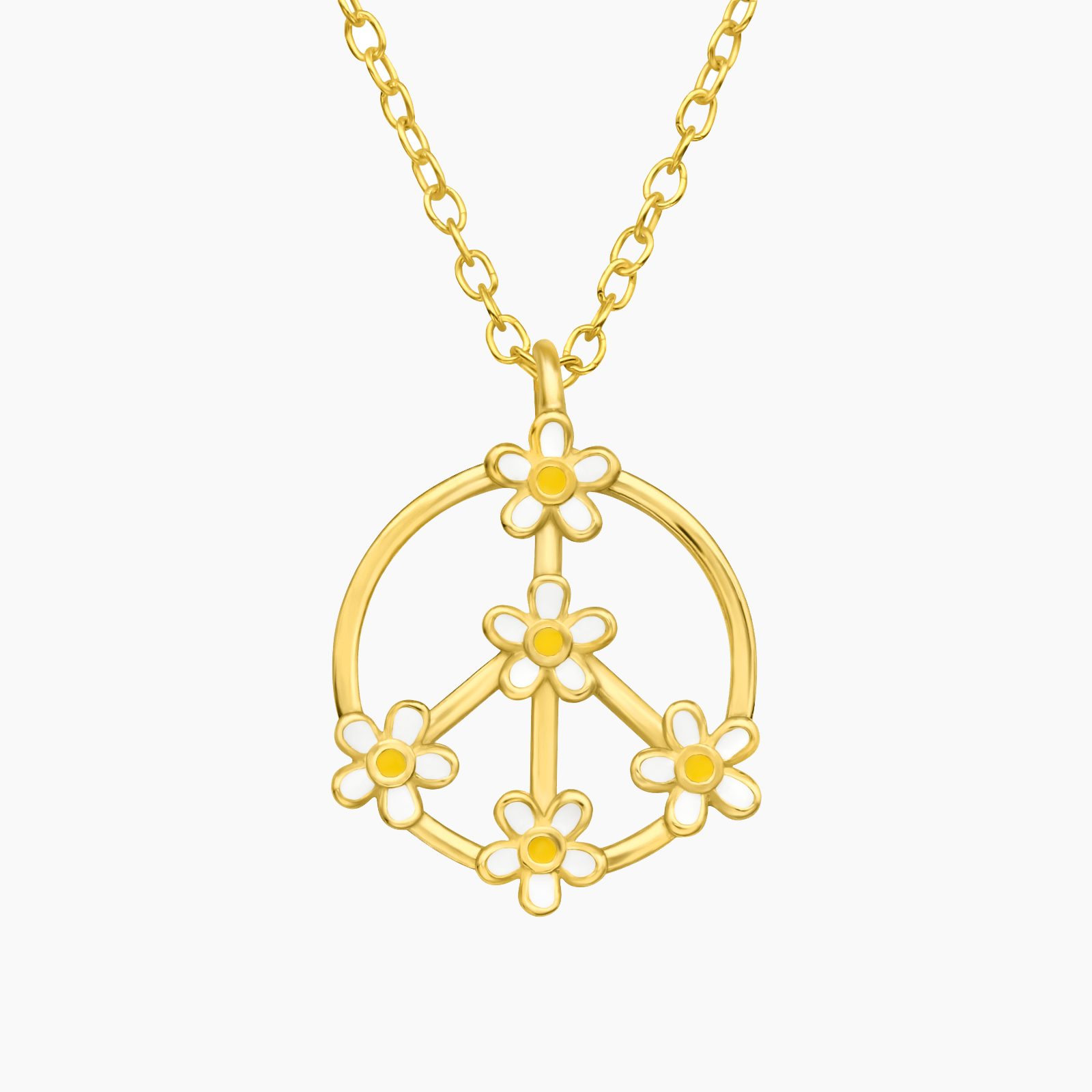 Collana simbolo della pace in Argento 925 placcato oro