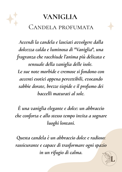VANIGLIA | Candela profumata | Cera di soia | fragranza di Grasse