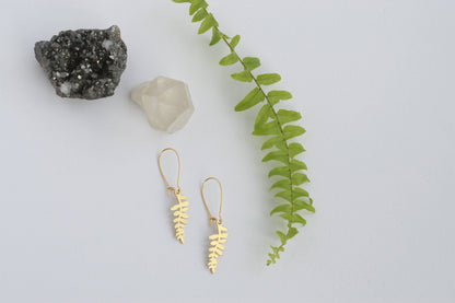 Delicate Brass Leaf Earrings | Handcrafted