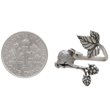 Anello Topolino con Mora in Argento Sterling e Regolabile