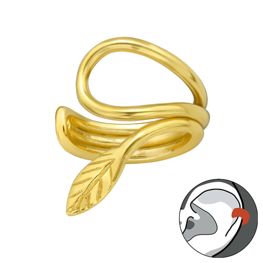 Faelya | Ear Cuff Foglia | Argento 925 | Placcato oro + E-coat