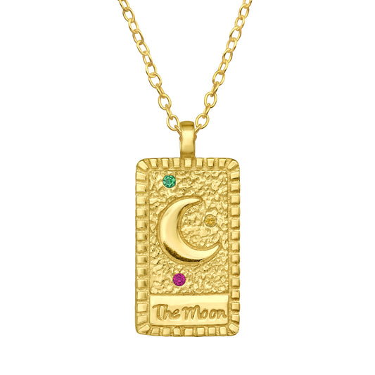 Arcanys Luna | Collana Tarocchi | Arcano Luna | Argento 925 | Placcatura oro + E-coat | Zirconi