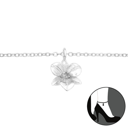 Eliselle | Cavigliera fiore | Argento 925 | Riverstimento E-Coat