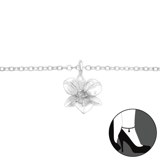 Eliselle | Cavigliera fiore | Argento 925 | Riverstimento E-Coat