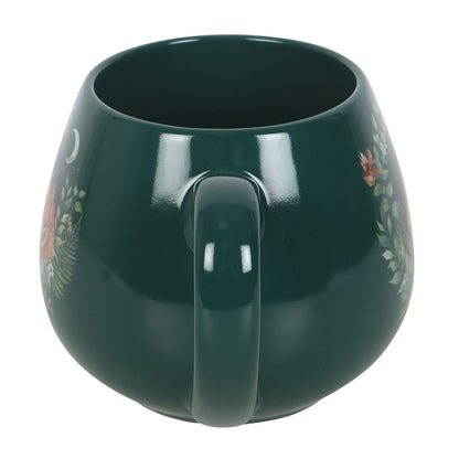 Tazza verde con Volpe dormiente in Ceramica