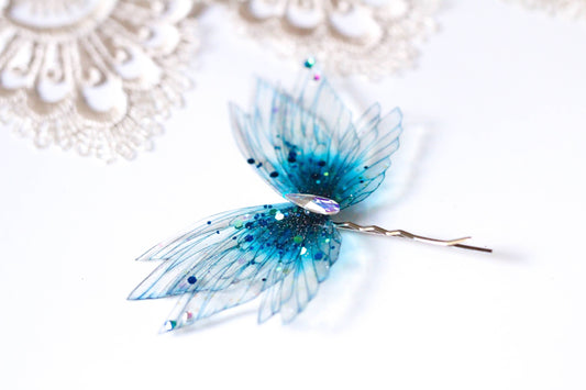 Forcina ali di fata fairycore cerulea con cristallo Swarovski