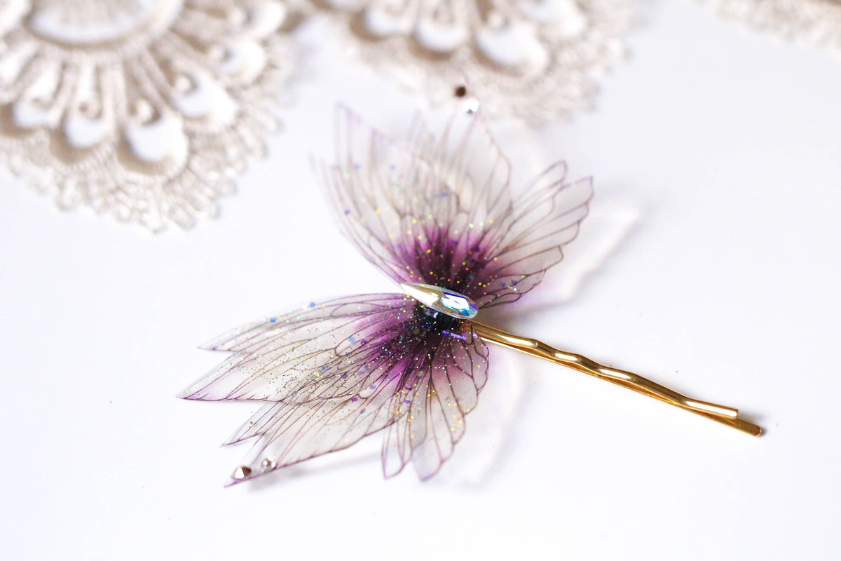 Forcina ali di fata fairycore prugna e miele con cristallo Swarovski
