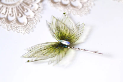 Forcina ali di fata fairycore verde tiglio con cristallo Swarovski