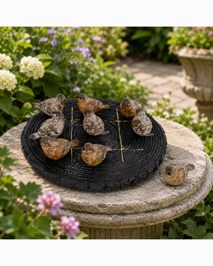 Gioco decorativo da giardino con pedine a forma di uccellini