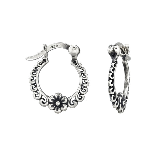 Florinelle | Orecchini Fiori | Argento Sterling 925 | Ossidato + E-coat