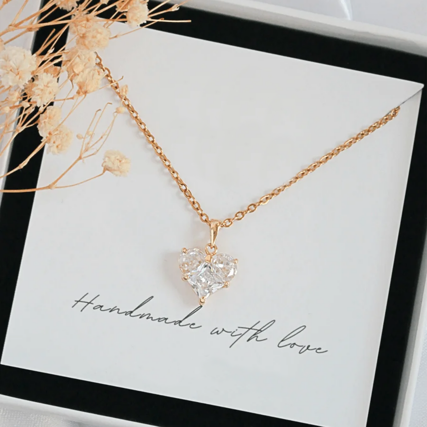 In Love | Heart Pendant Necklace | Cubic Zirconia | 24K Gold
