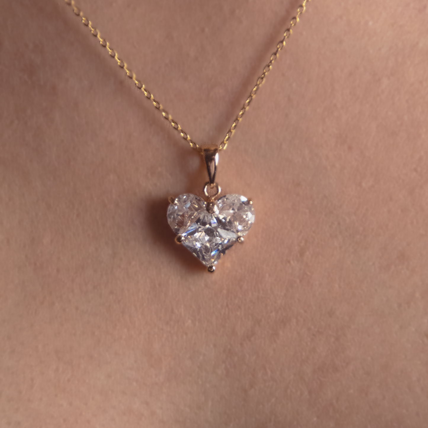 In Love | Heart Pendant Necklace | Cubic Zirconia | 24K Gold