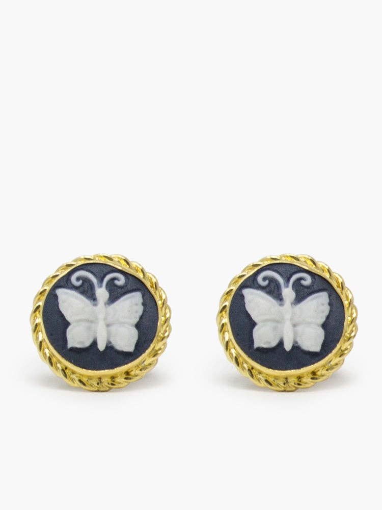 Stud Earrings | Butterfly Cameo | Handcrafted