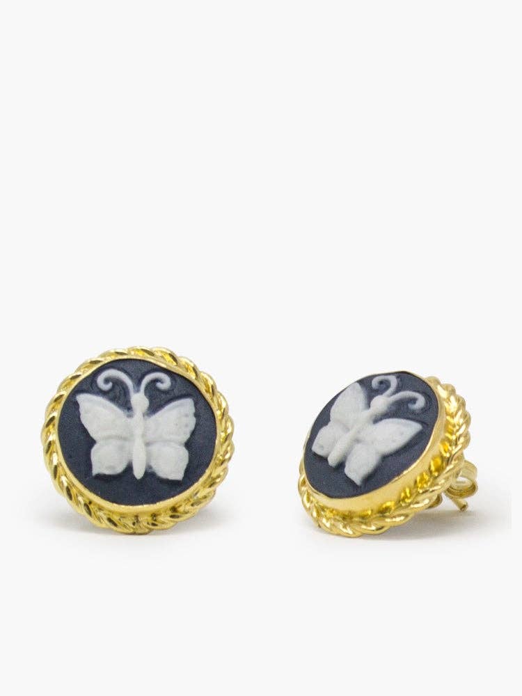 Stud Earrings | Butterfly Cameo | Handcrafted