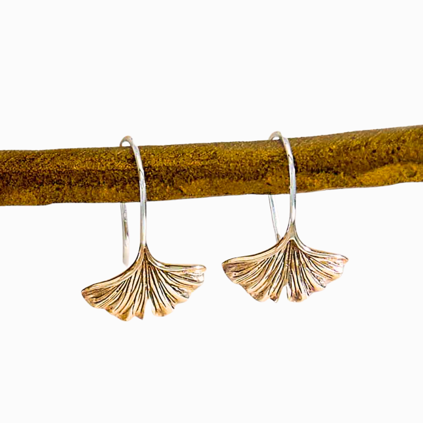 Orecchini Foglia di ginkgo in Bronzo