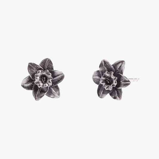 Orecchini a perno a forma di narciso in argento sterling 925