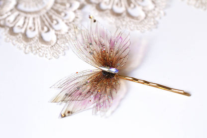 Orecchini ali di fata fairycore caramello e viola con cristalli Swarovski