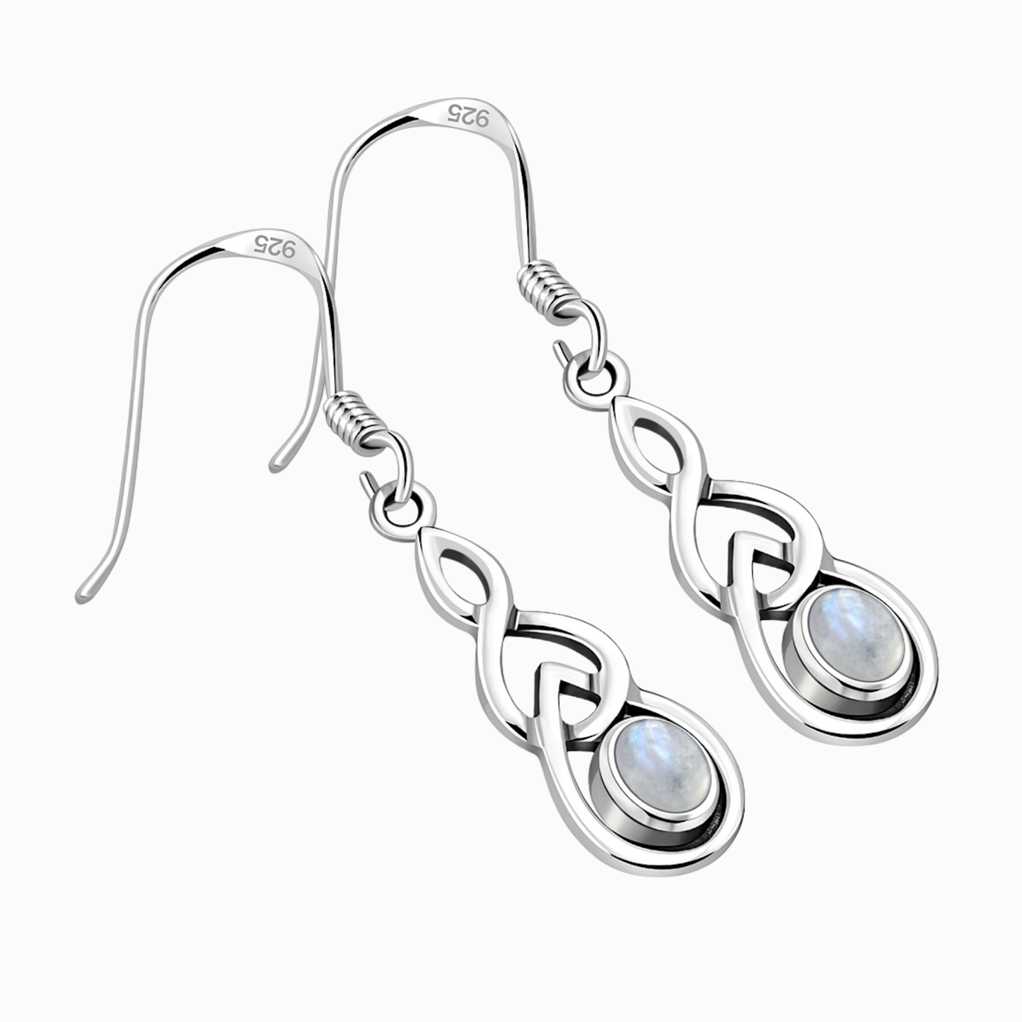 Orecchini celtici in argento sterling 925 con pietra iridescente