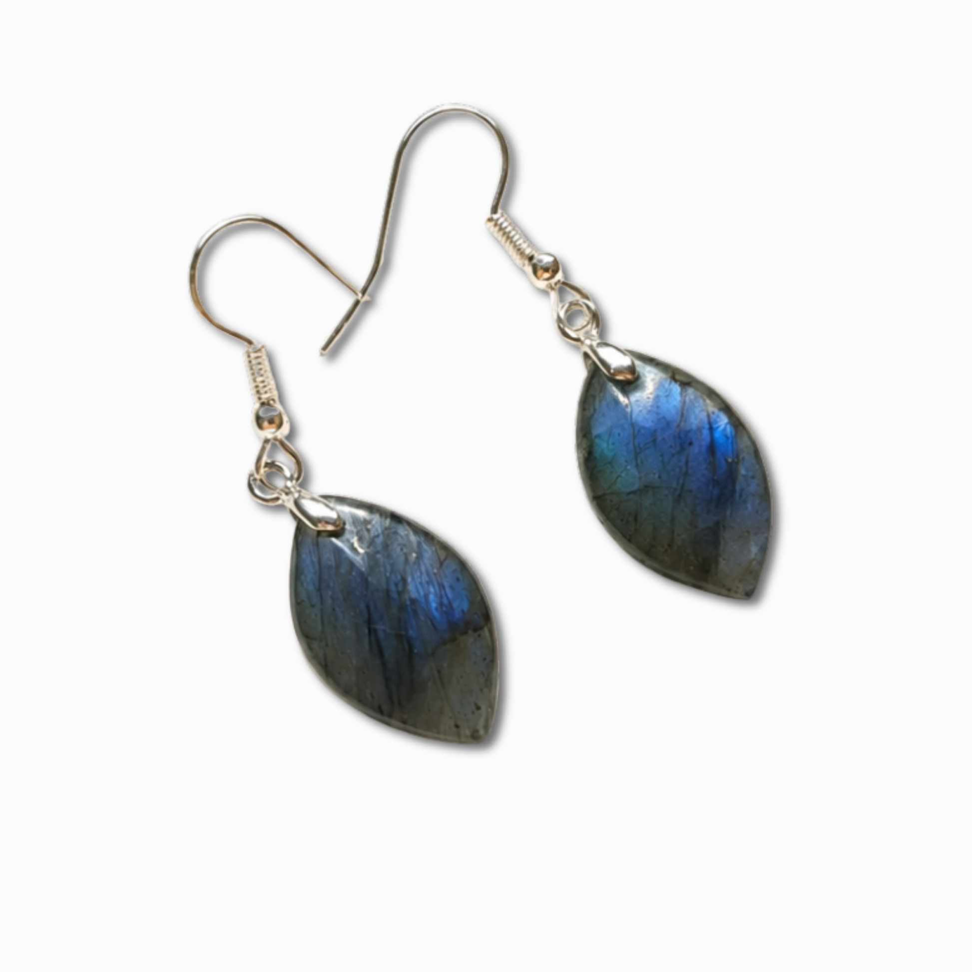 Orecchini in labradorite naturale taglio marquise con riflessi blu