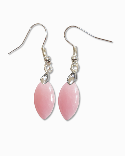 Orecchini in quarzo rosa naturale taglio marquise