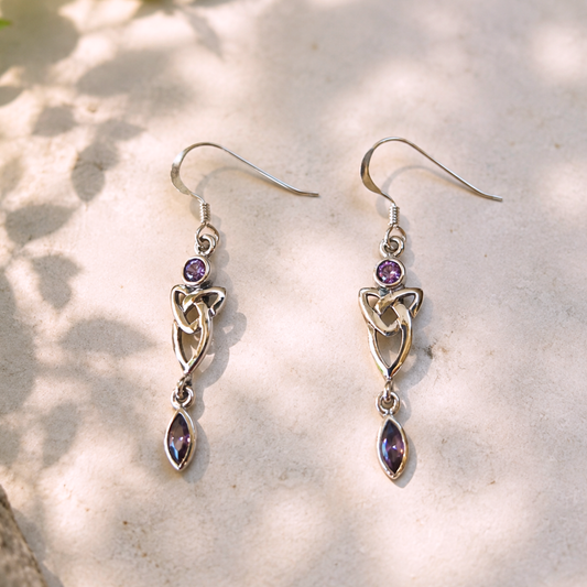 Orecchini pendenti Triquetra in argento sterling 925 stile elfico