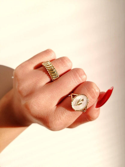 Pearly Rose | Adjustable Ring | 24K Gold Plated