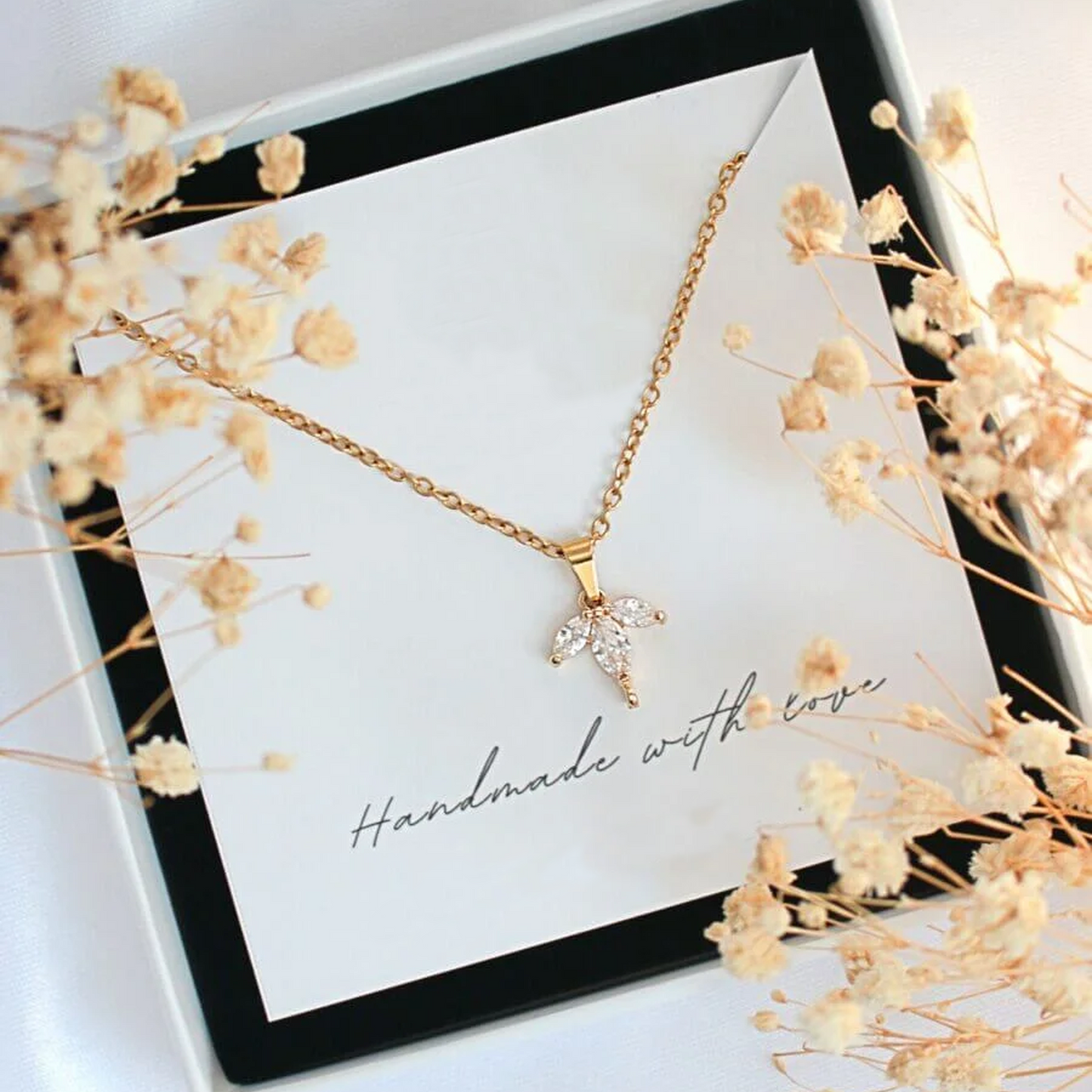 Petals | Flower Petal Necklace | Cubic Zirconia | 24K Gold Plated