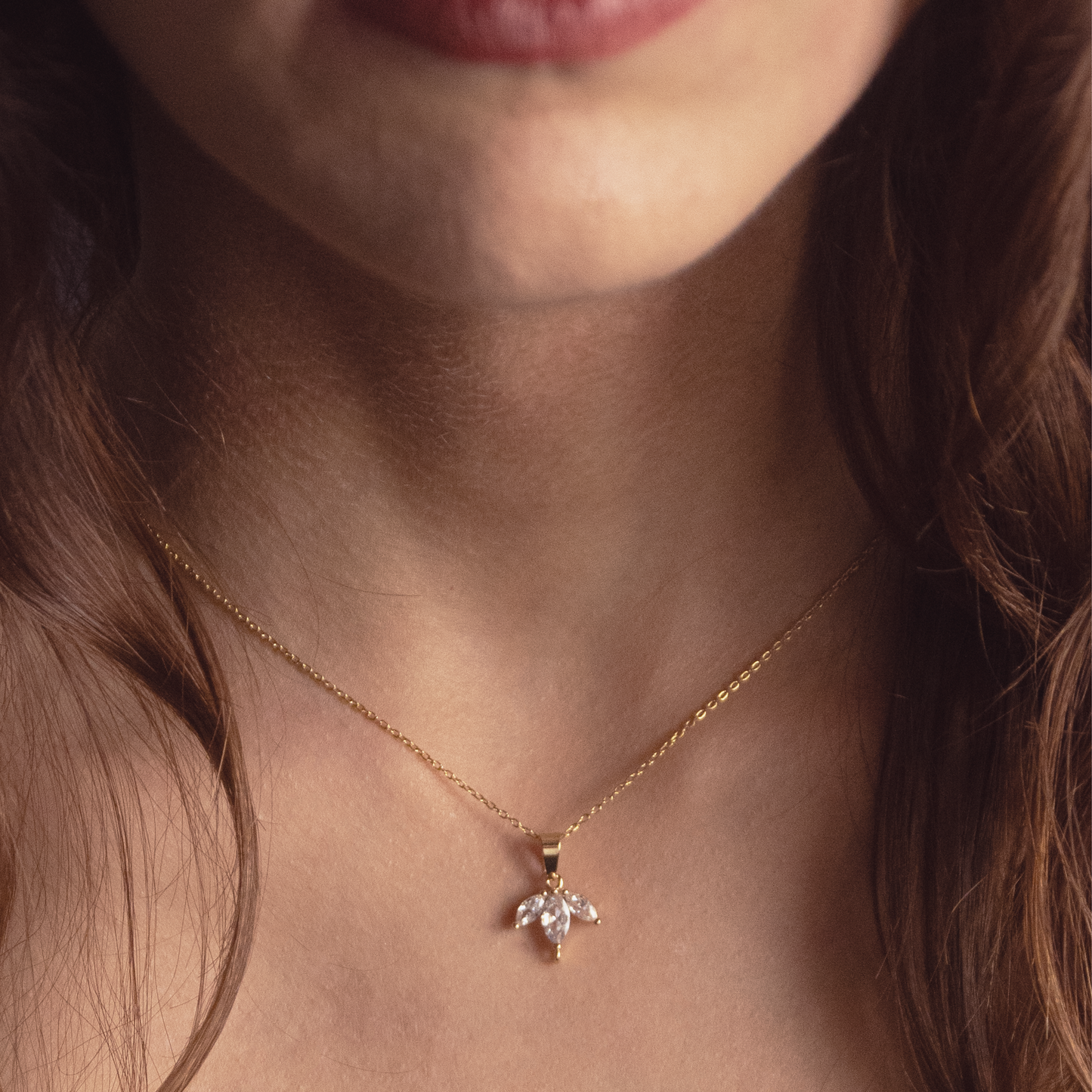 Petals | Flower Petal Necklace | Cubic Zirconia | 24K Gold Plated
