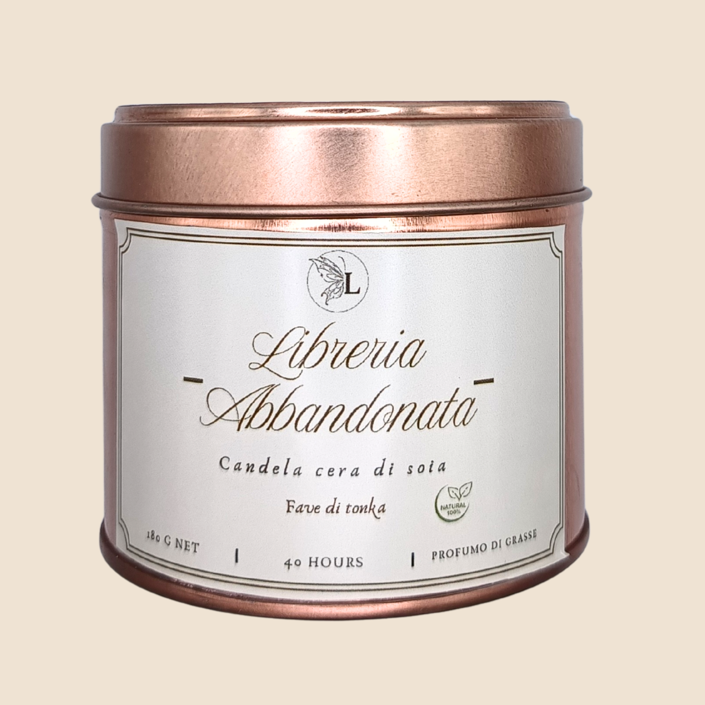 LIBRERIA ABBANDONATA | Candela profumata | Cera di soia | fragranza di Grasse