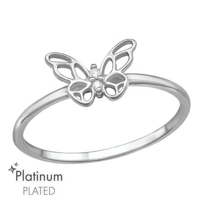 Pixie | Anello Farfalla | Zircone | Argento 925 | Placcato Platino