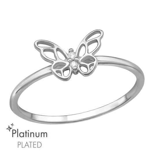 Pixie | Anello Farfalla | Zircone | Argento 925 | Placcato Platino