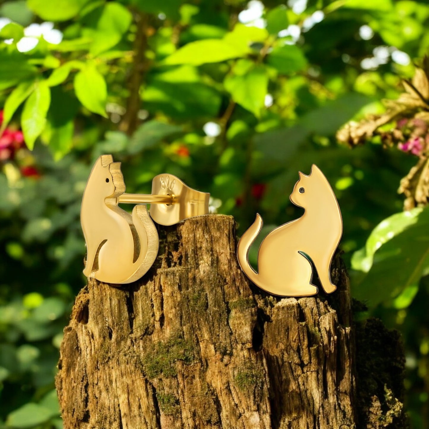 Mewline | Orecchini Gatto in Acciaio Inossidabile | Placcato oro