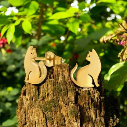 Mewline | Orecchini Gatto in Acciaio Inossidabile | Placcato oro