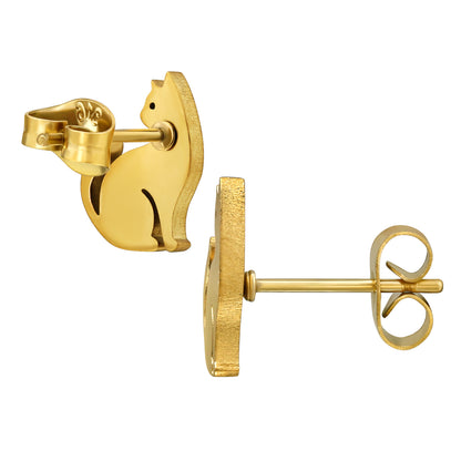 Mewline | Orecchini Gatto in Acciaio Inossidabile | Placcato oro