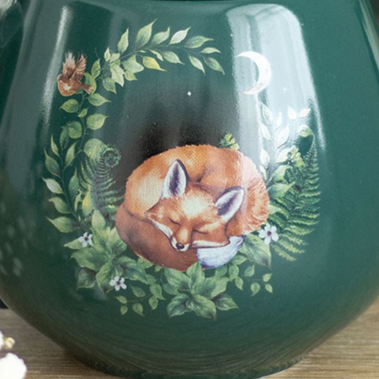 Tazza verde con Volpe dormiente in Ceramica