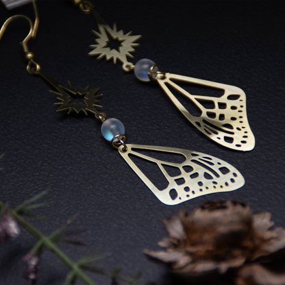 Wingstar | Orecchini in ottone | Ali di fata e stella | Fatto a mano