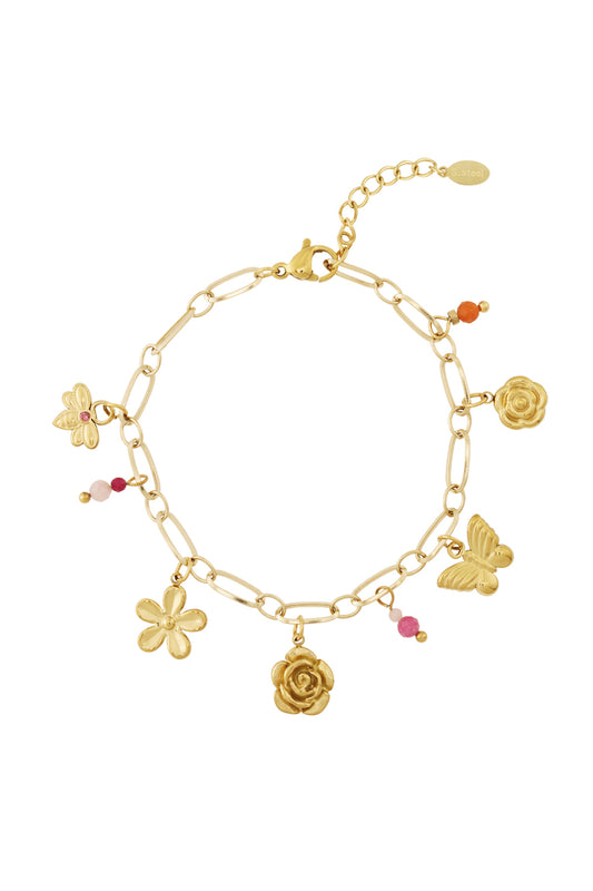Bracciale charm giardino | Acciaio Inossidabile | Placcato oro | Waterproof
